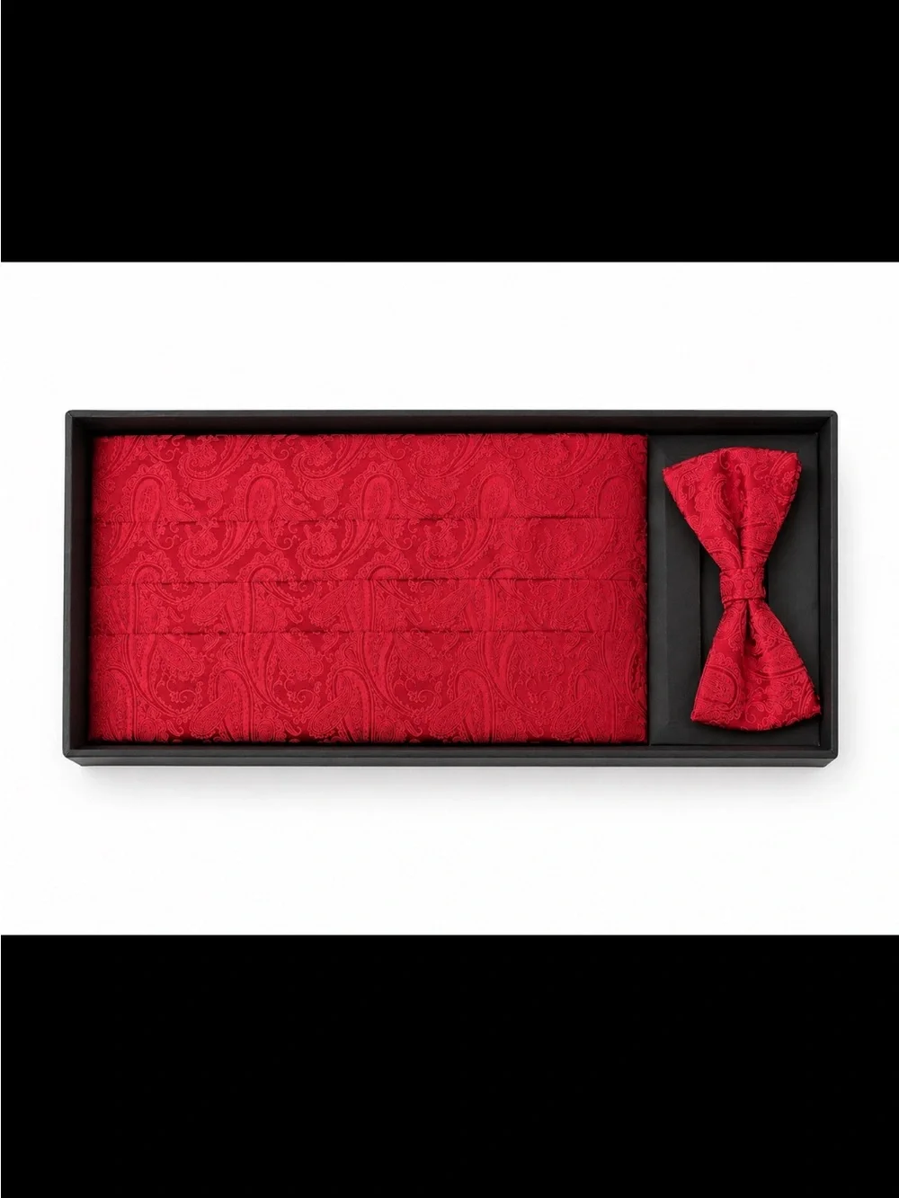 Vintage Jos. A. Bank Red Paisley Silk Cummerbund & Bow Tie Formal Tuxedo Set NEW